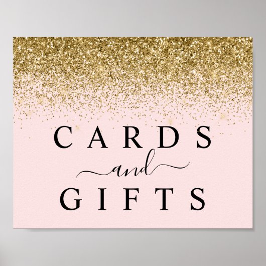 Blush roze en Gold Glitter Kaarten & cadeaubonbord Poster (Voorkant)