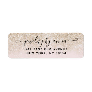Blush roze en Gold Glitter Return Address Label