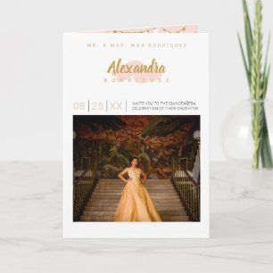 Blush roze en Gold Photo Quinceanera