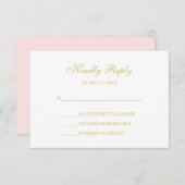 Blush roze en Gold Script RSVP-kaarten RSVP Kaartje (Voorkant / Achterkant)