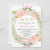 Blush roze en goud bloemensip en zie kaart (Voorkant)