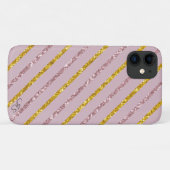 Blush Roze en Goud Gepersonaliseerde Telefoon Case (Achterkant (horizontaal))