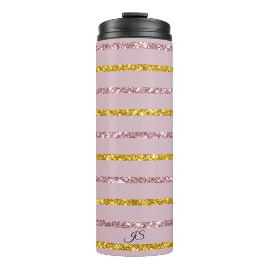 Blush Roze en Goud Gepersonaliseerde Thermische Tu Thermosbeker (Voorkant)