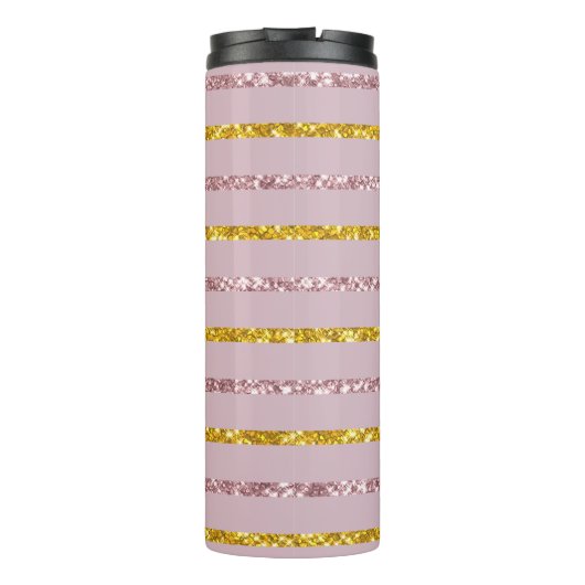 Blush Roze en Goud Gepersonaliseerde Thermische Tu Thermosbeker (Achterkant)