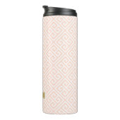 Blush Roze en Goud Griekse Sleutel Monogram Thermosbeker (Geroteerd rechts)