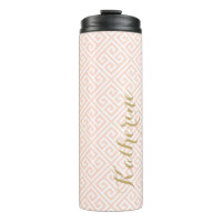 Blush Roze en Goud Griekse Sleutel Monogram