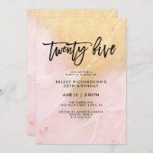 Blush roze en goud marmer | 25ste verjaardag kaart (Voorkant / Achterkant)