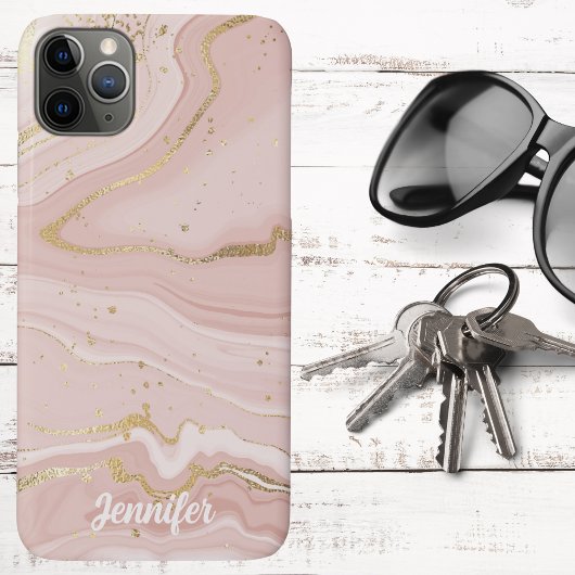 Blush Roze en Goud Marmer Handtekening Case-Mate iPhone Case
