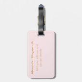 Blush roze en goud modern gepersonaliseerd monogra bagagelabel (Achterkant verticaal)
