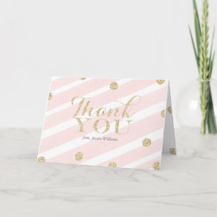 Blush roze en gouden Baby shower   Thank You kaart