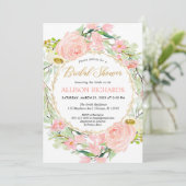 Blush roze en gouden bloemig vrijgezellenfeest kaart (Staand voorkant)