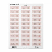 Blush Roze en Gouden Bruiloft Retouradres Label (Full Sheet)