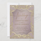 Blush Roze en Gouden Bruiloft Uitnodiging (Voorkant)