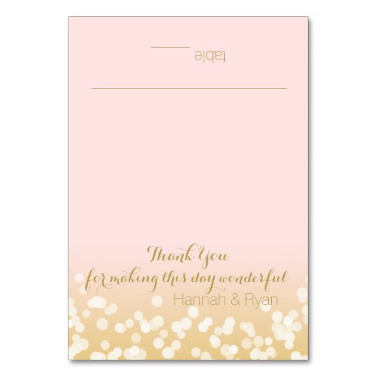 Blush Roze en gouden Twinkle Lights Design Kaart (Voorkant)