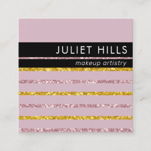 Blush Roze en gouden vierkante Visitekaartje