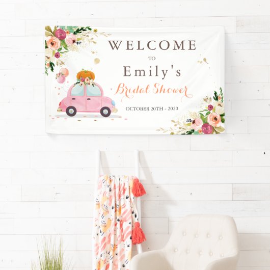 Blush roze en goudpompoen op Vrijgezellenfeest Spandoek (Insitu)