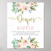 Blush roze en greenery Diaper Raffle-teken Poster (Voorkant)