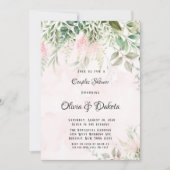 Blush Roze en Greenery Leaves Chic Couples Shower Kaart (Voorkant)
