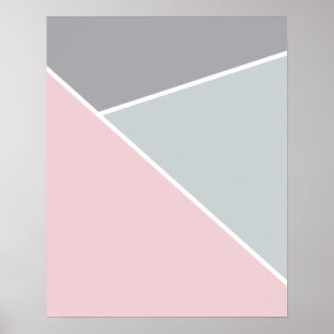 Blush roze en grijs geometrisch Poster