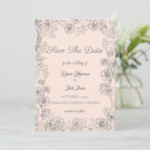 Blush roze en grijs sparen de datumbruiloft kaart (Staand voorkant)