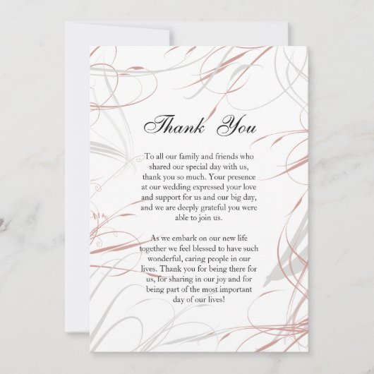 Blush roze en grijze bloederige bruiloft Bedankt (Voorkant)