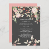 Blush roze en grijze tegenstrijdige bloemen Wedden Menu (Voorkant / Achterkant)