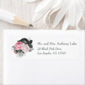 Blush Roze en Navy Blauw Rozen Bruiloft Etiket (Insitu)