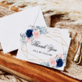 Blush roze en Navy Blue Roos Weddenschap Hartelijk Bedankkaart