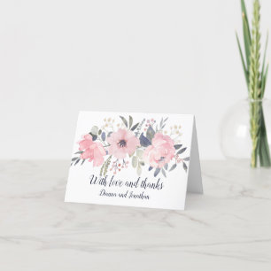 Blush Roze en Navy op Wit Dank u kaart