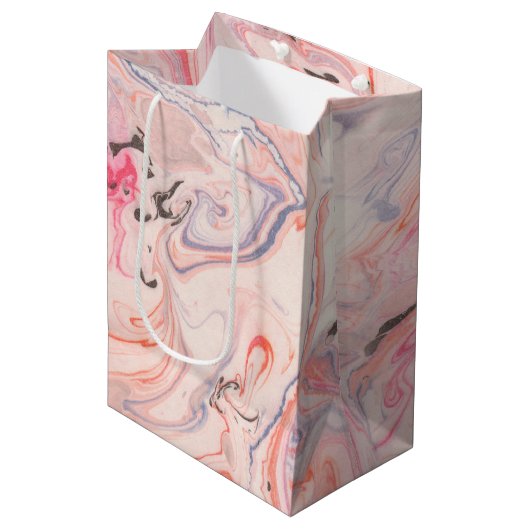 Blush roze en Paarse marmering Medium Cadeauzakje (Voorkant Gekanteld)