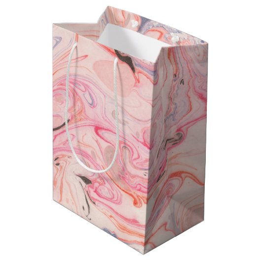 Blush roze en Paarse marmering Medium Cadeauzakje (Achterkant Gekanteld)