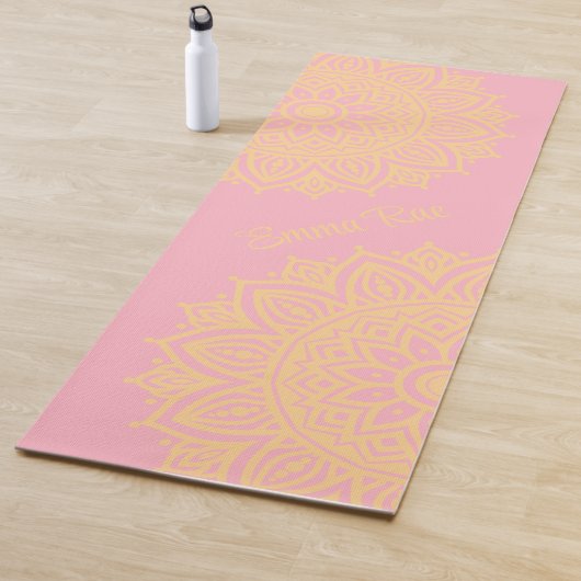 Blush roze en perzik mandala bloem yogamat (In situ)