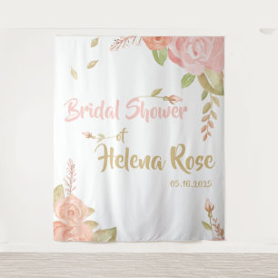 Blush Roze en Perzikse Rozen Bridal bruiloft achte Wandkleed
