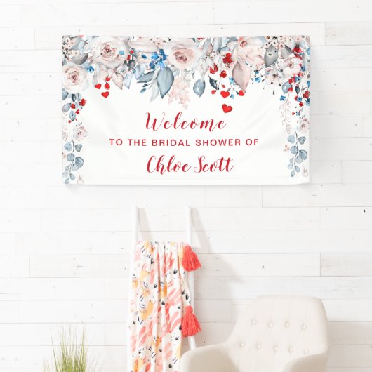 Blush Roze en Rode Bloemen Vrijgezellenfeest Welko Spandoek (Insitu)