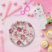 Blush Roze en rode Waterverf Florenz Rozen Papieren Bordje (Feest)