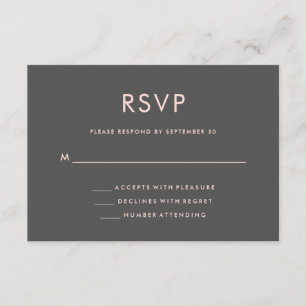 Blush roze en rokergrijs RSVP Wereldkaart bruilo Kaartje