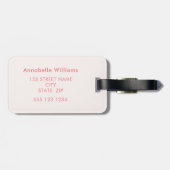 Blush roze en rood gestreepte strips coquette bagagelabel (Achterkant horizontaal)