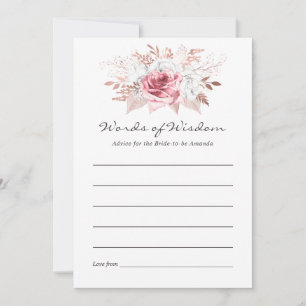 Blush Roze en Roos Gold Floral Bridal Advice Advieskaart