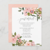 Blush roze en Roos Gold Rozen Weddenschap Details Informatiekaartje (Voorkant / Achterkant)
