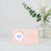 Blush Roze en Roos Gouden Diamant Bruiloft Planner Visitekaartje (Staand voorkant)