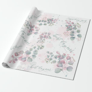 Blush Roze en Sage Green Eucalyptus Cadeaupapier