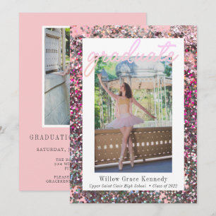 Blush roze en Silver 2 Photo Glam Afstuderen Anno Aankondiging