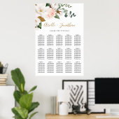 Blush roze en White Floral Wedding Seating Chart Poster (Thuiskantoor)