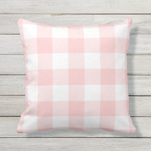 Blush Roze en White Gingham Pattern Gangeresd Buitenkussen