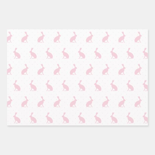 Blush roze en White Upright Rabbits Pattern. Inpakpapier Vel (Voorkant 3)