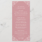 Blush roze en wit blad tekening monogram bruiloft menu (Achterkant)
