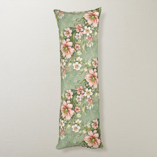 Blush roze en witte bloemen op salie lichaamskussen (Achterkant (Verticaal))