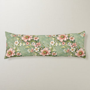 Blush roze en witte bloemen op salie lichaamskussen