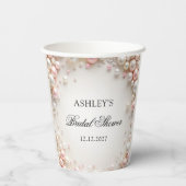 Blush roze en witte parels Vrijgezellenfeest Papieren Bekers (Achterkant)