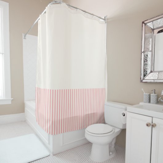 Blush Roze en witte streep Shower Curtain Douchegordijn (In situ)